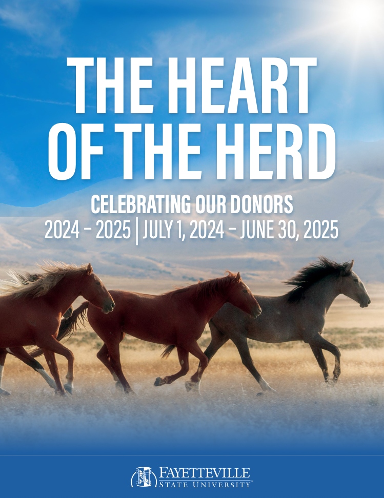 An image of broncos galloping across a plane, the words above read: The Heart of the Herd, celebrating our donors. 2024 - 2025