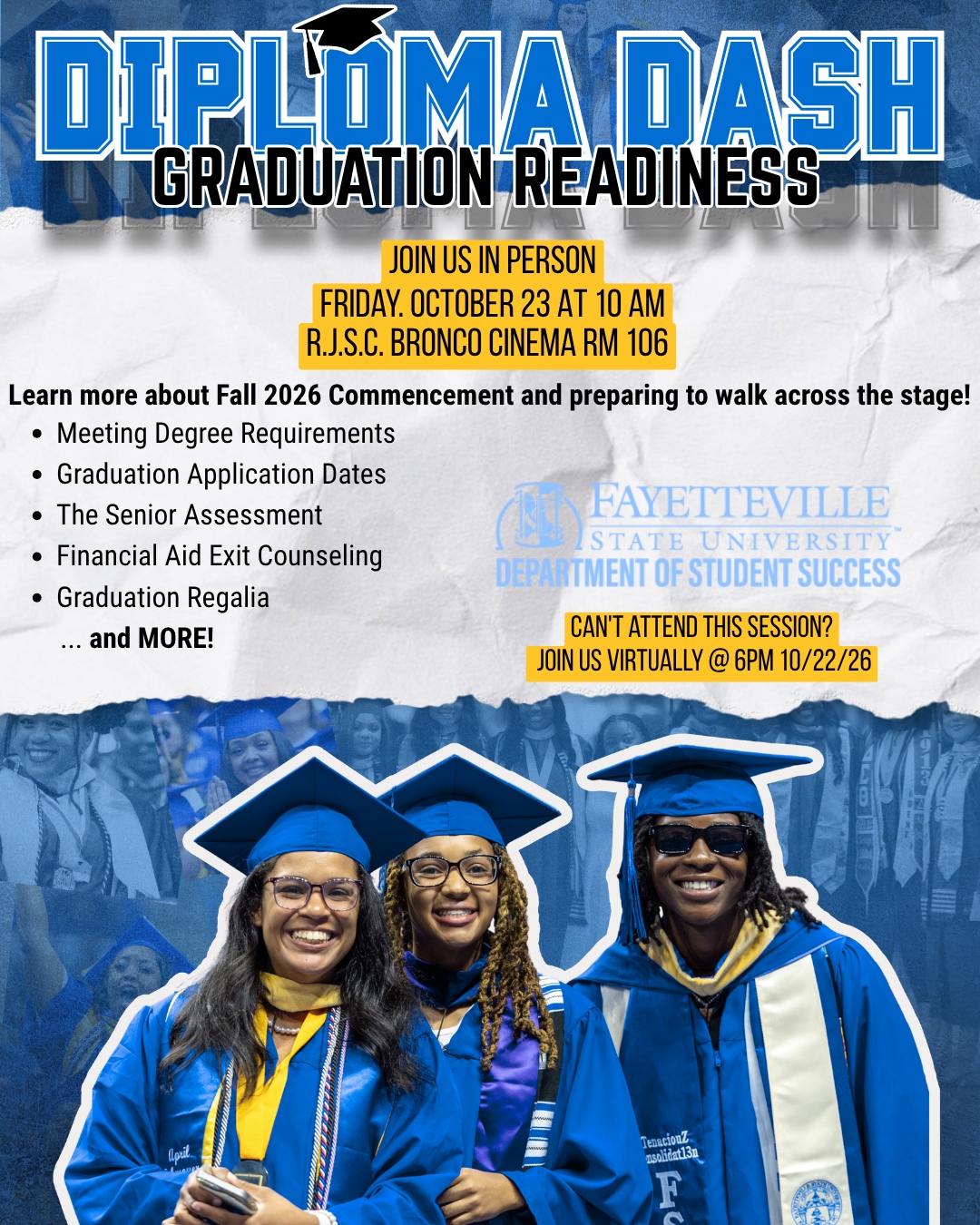 Diploma dash flyer, text reproduced below.