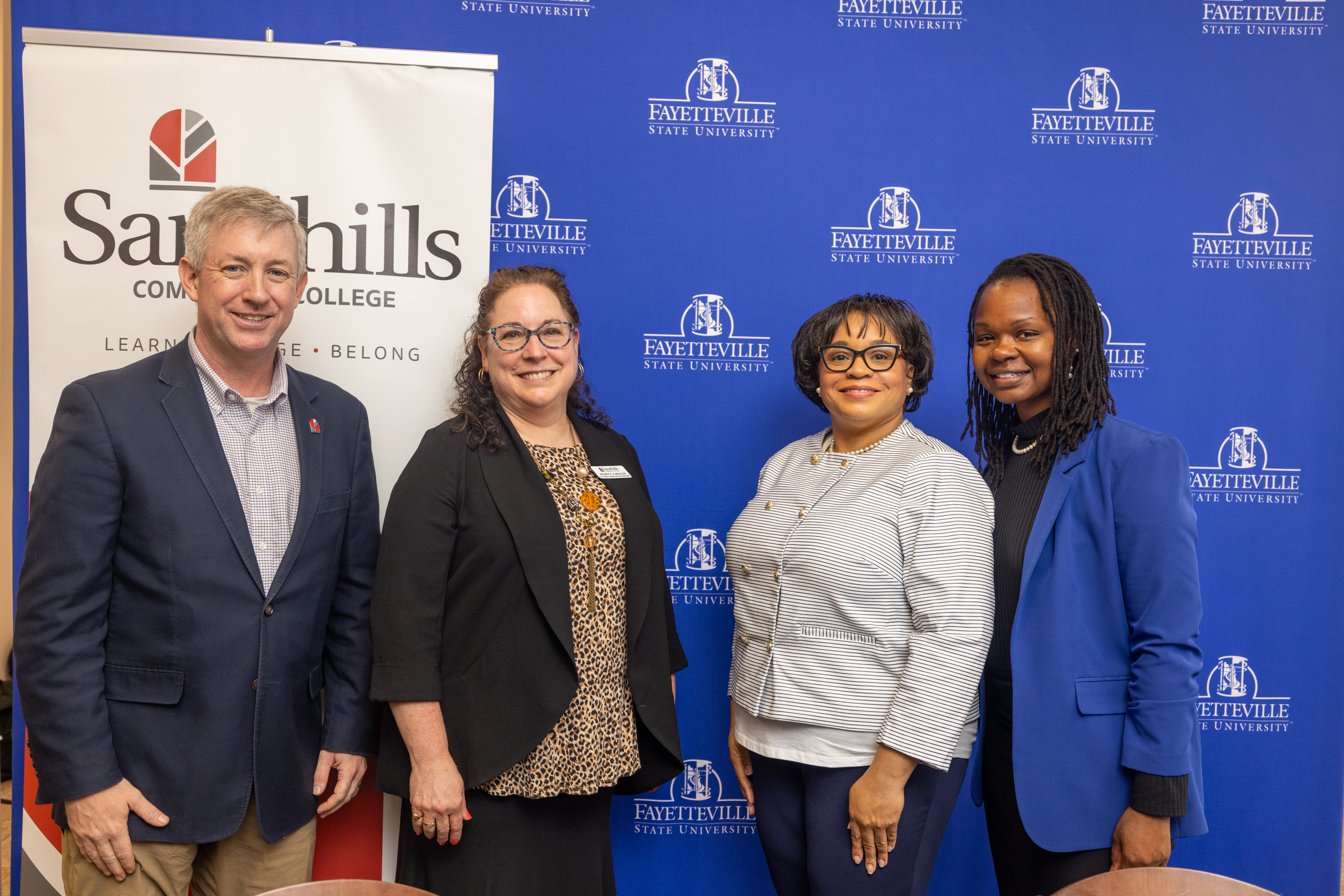 Dr. Sandy Stewart, SCC President; Dr. Rebecca Roush, SCC Senior Vice President; Dr. Sonja Brown FSU Associate Vice Chancellor; and Dr. Cierra Griffin, FSU Executive Director of the Office of Adult Learners, Transfer and Military Students