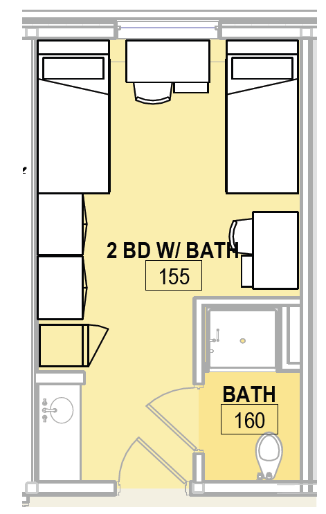 Overhead blueprint of a room layout.