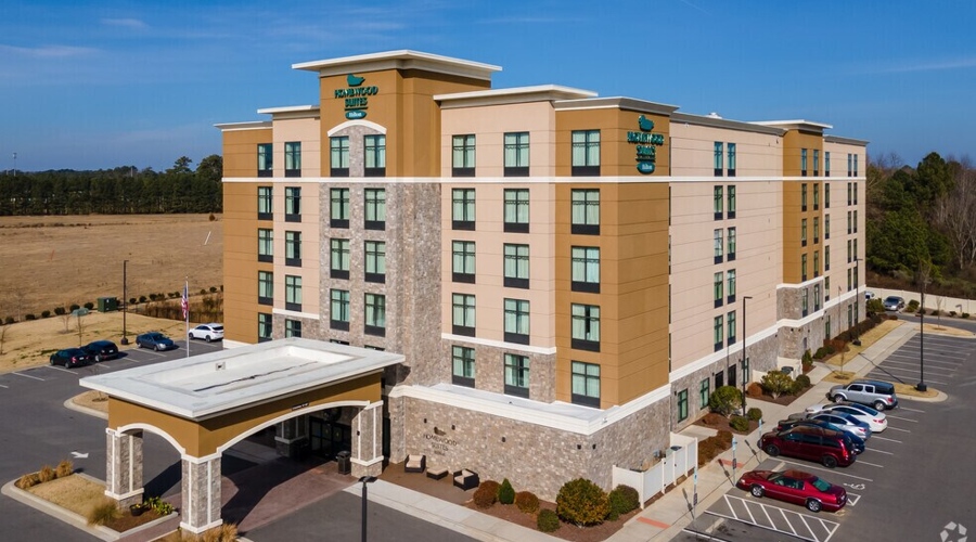 Exterior shot of Homewood Suites.