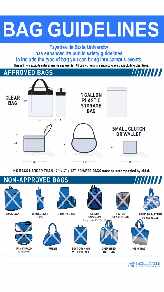 Illustration of acceptable and unacceptable bags.