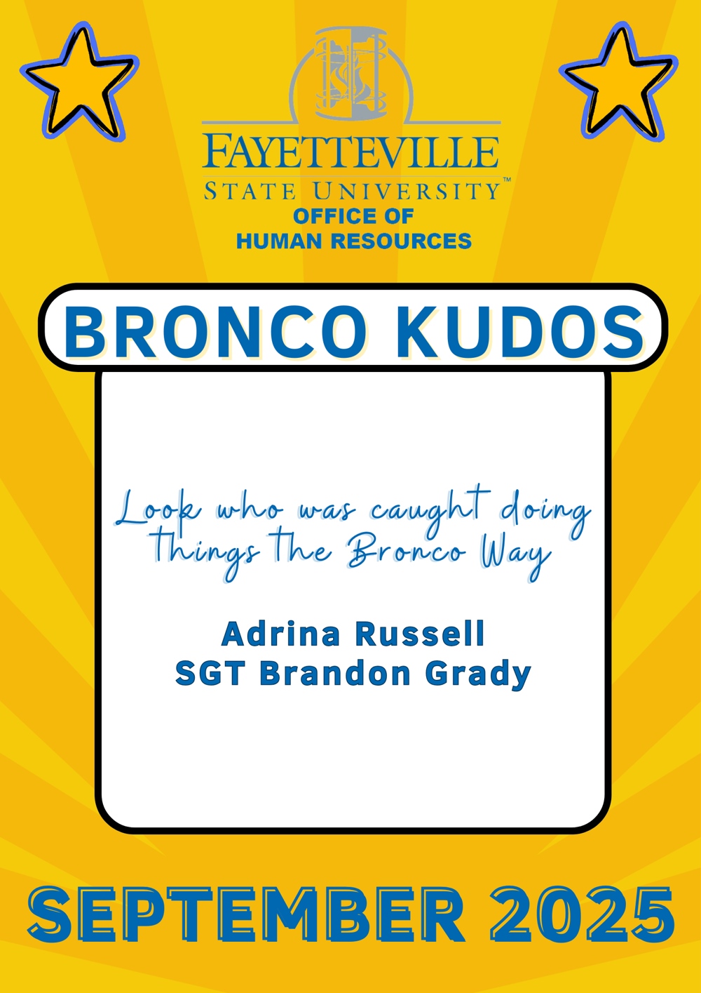 September Kudos nominees. Information below.