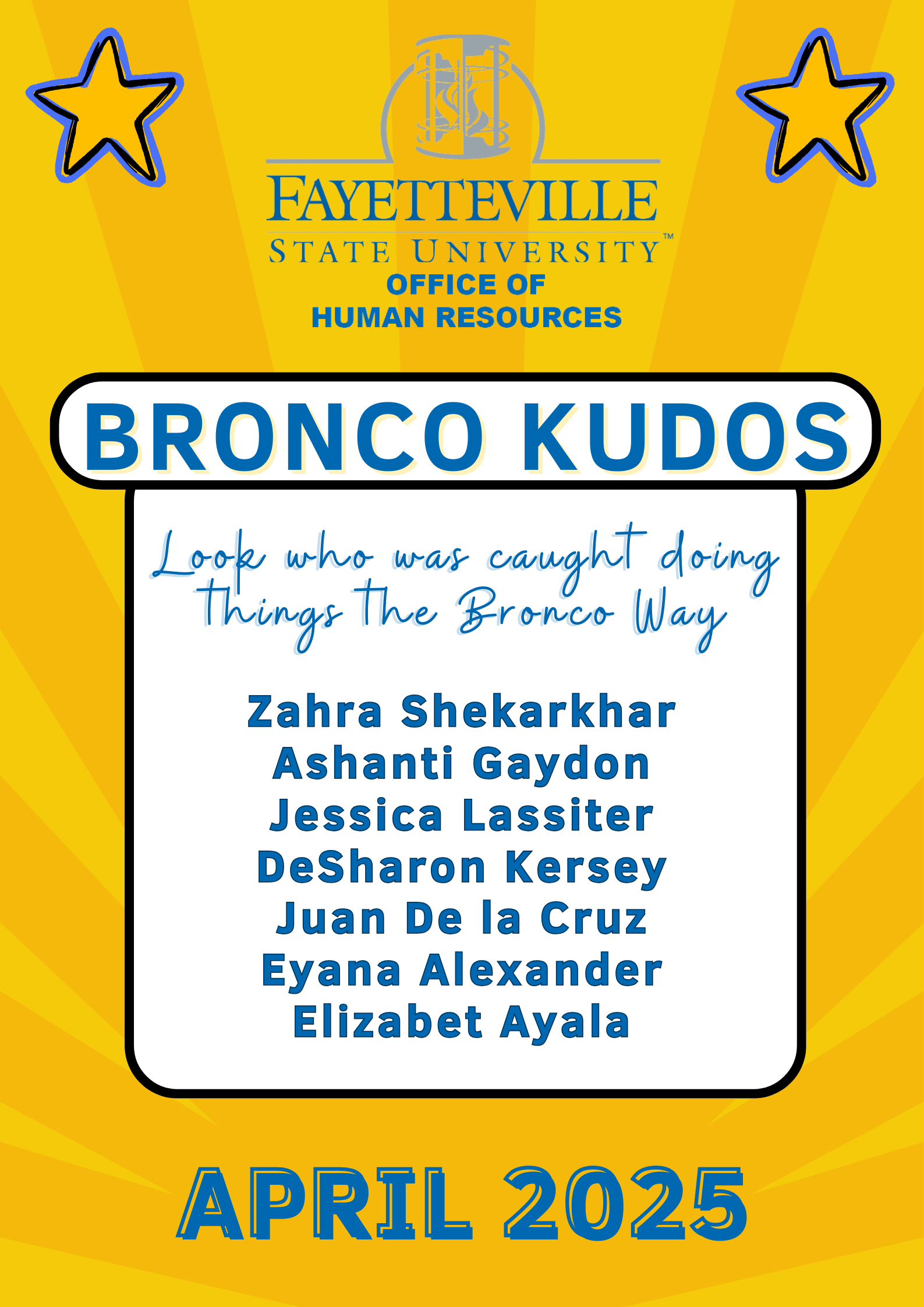 April 2025 Kudos nominees. Information below.
