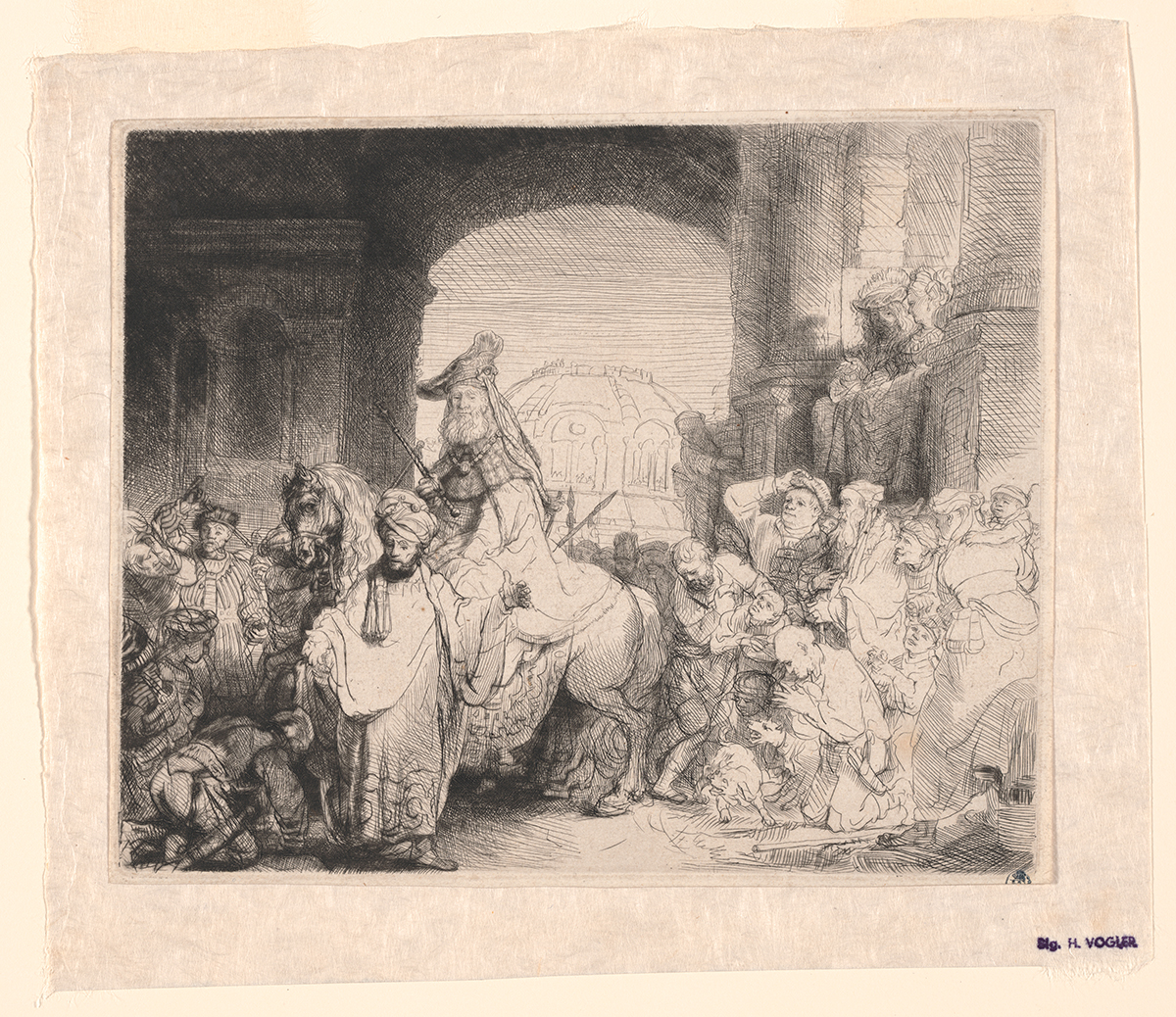 Rembrandt van Rijn, The Triumph of Mordecai, etching and engraving on paper, c. 1641