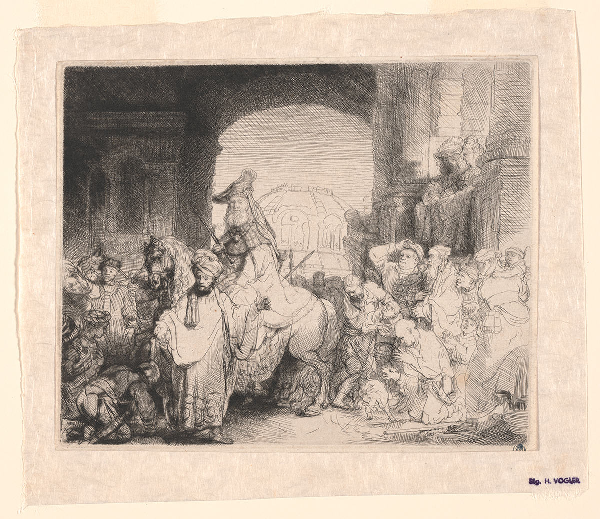 Rembrandt van Rijn, The Triumph of Mordecai, etching and engraving on paper, c. 1641 Rembrandt van Rijn, The Triumph of Mordecai, etching and engraving on paper, c. 1641