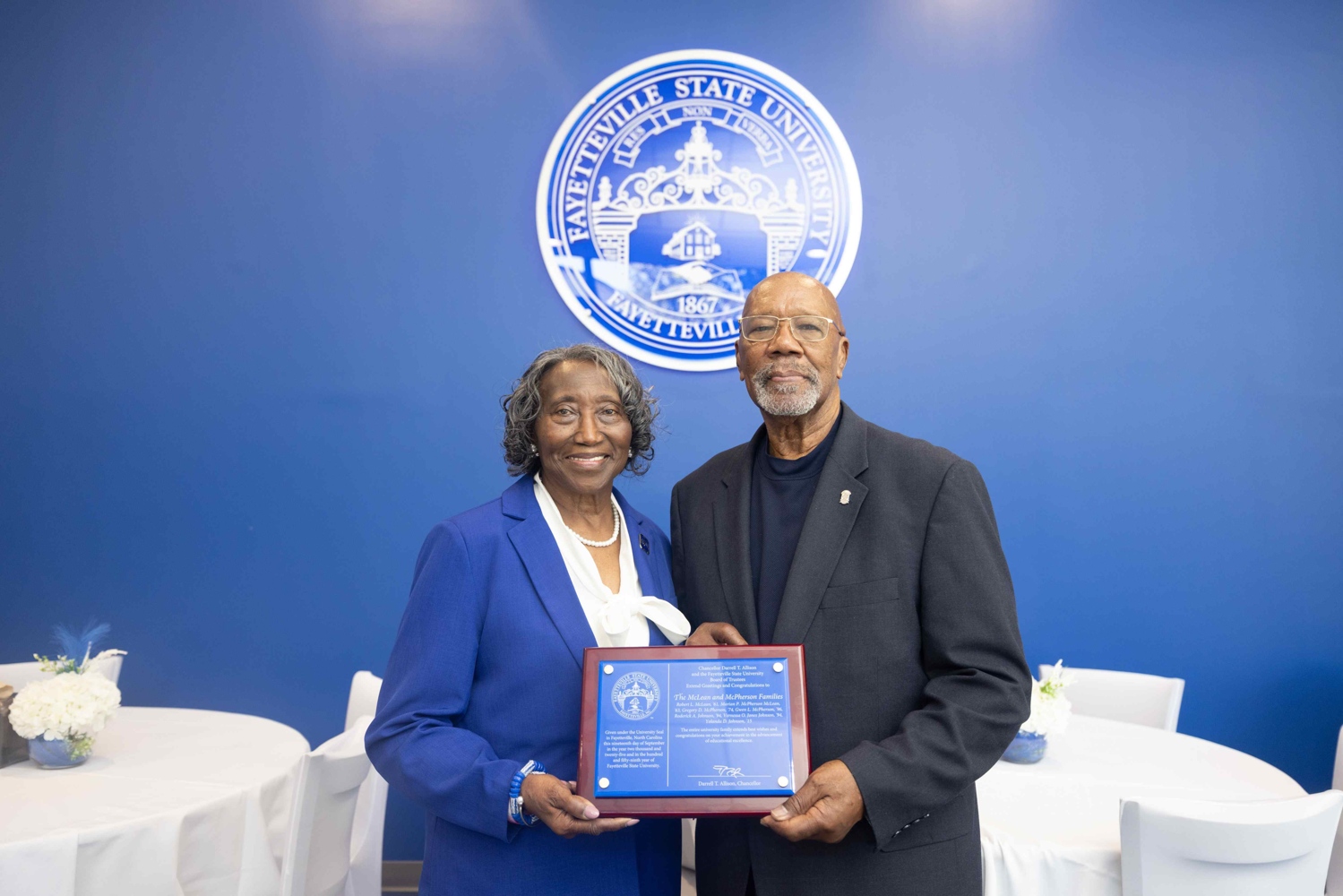 Marian P. McPherson McLean and Robert L. McLean pose with the 2025 Family of the Year Award
