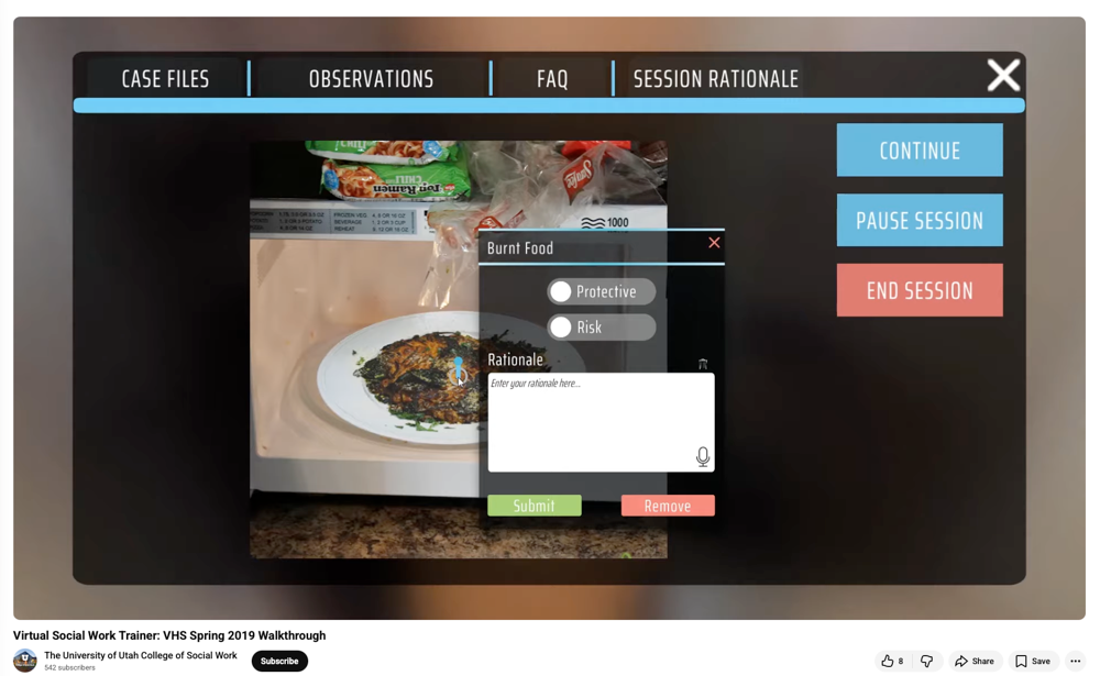 An image of youtube framing a virtual social worker video.