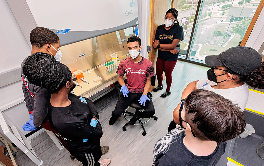 Students fron Fayeteville State University visited East Carolina University’s Life Sciences and Biotechnology Building in June 2022 as part of an expanded partnership between the two schools to increase undergraduate enrollments from FSU into ECU graduate programs.