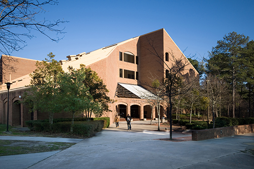 Students in front of Library