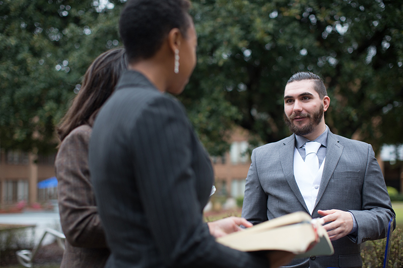 Graduate students present material