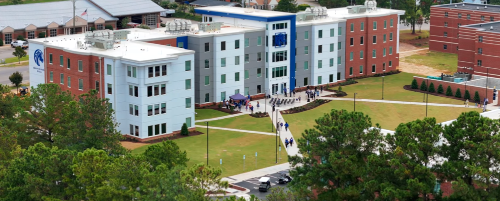 The new Brono Pride Hall as seen from the air.