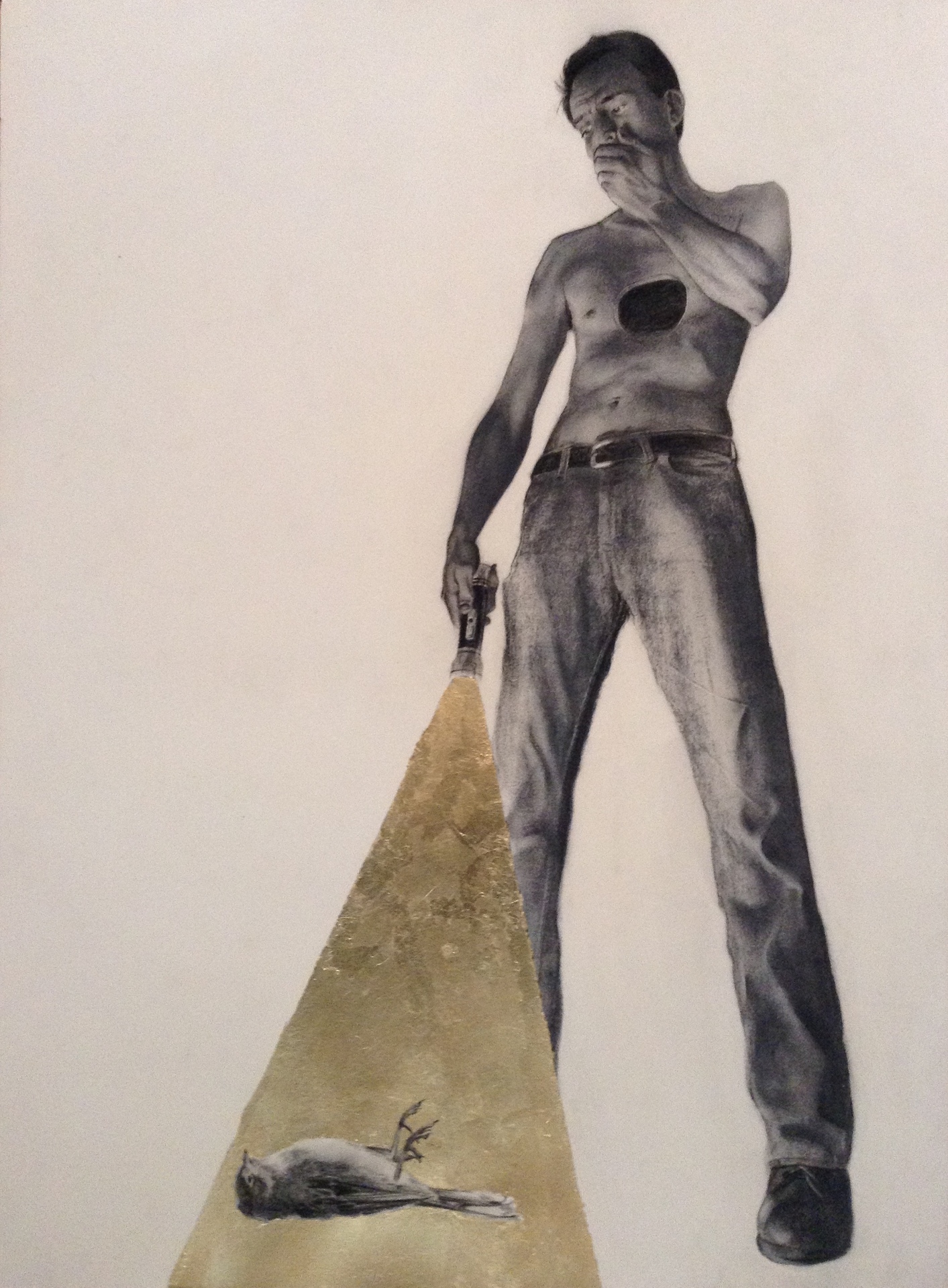 Austin Sheppard, Untitled, 2015, Charcoal, Gold leaf