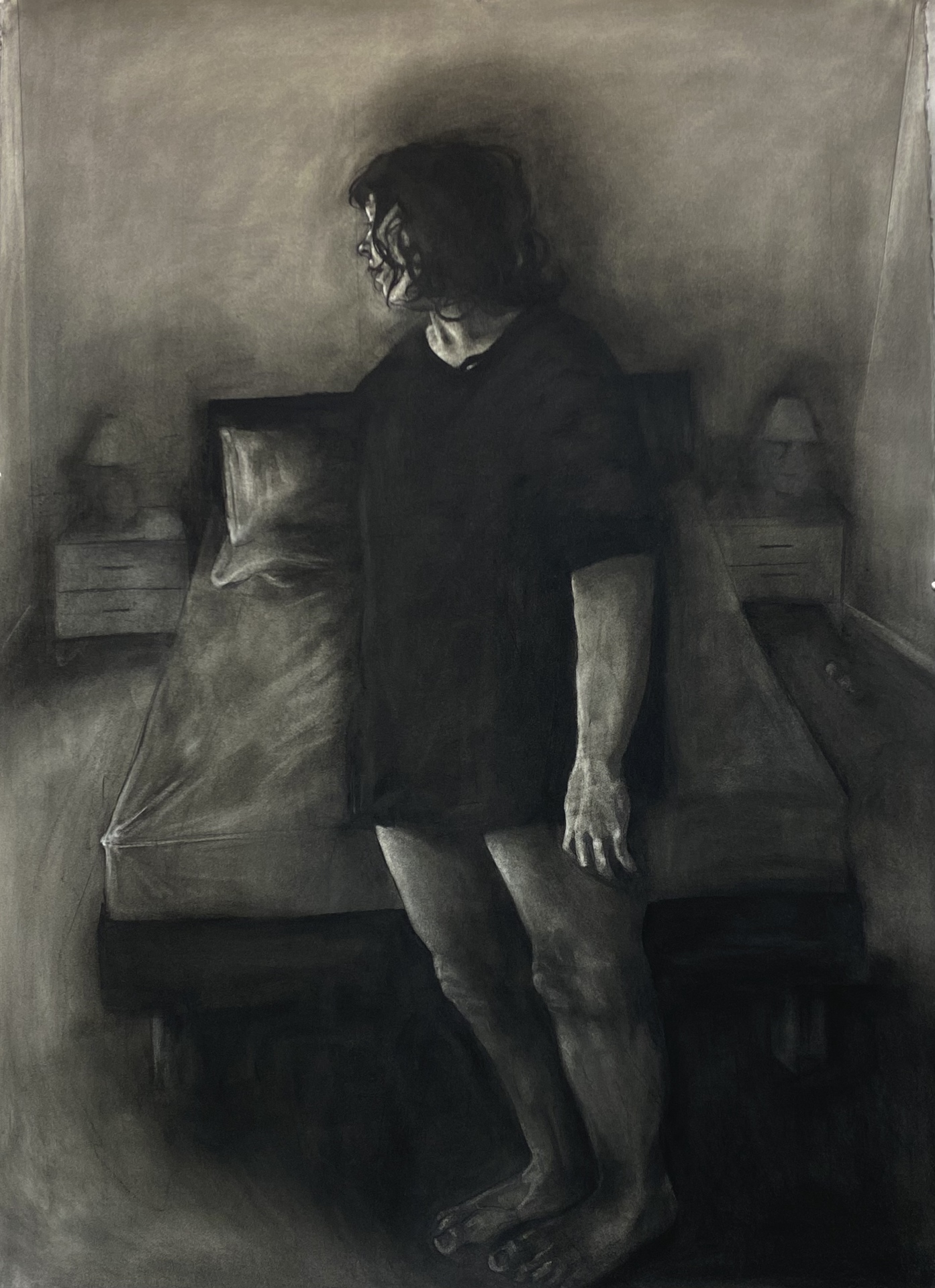 Leeann Rae, I Don't Remember Everything, 2022, Charcoal and soft pastel