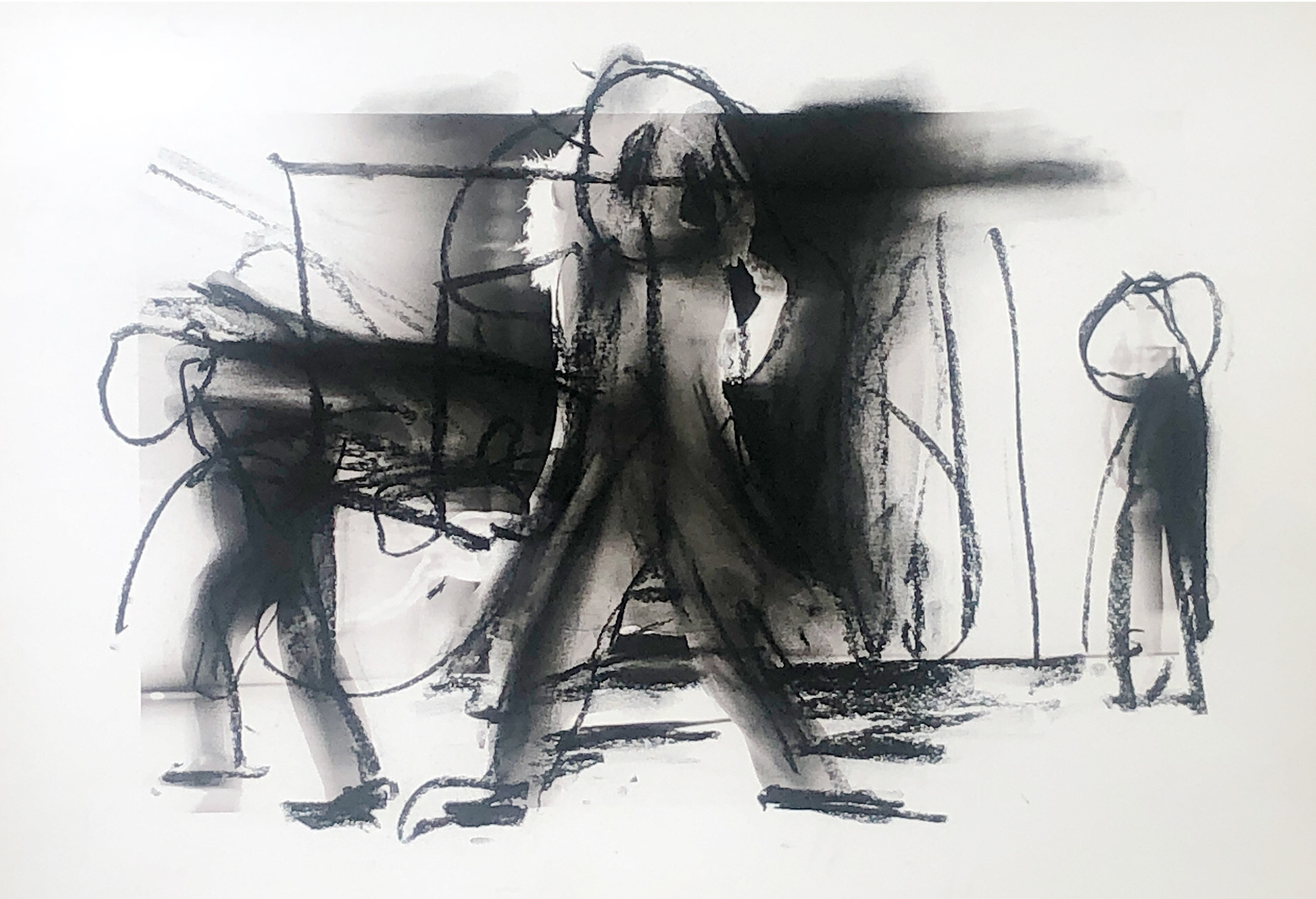 Michael Rose, Concert Walls, 2023, Ink, charcoal, oil, photo