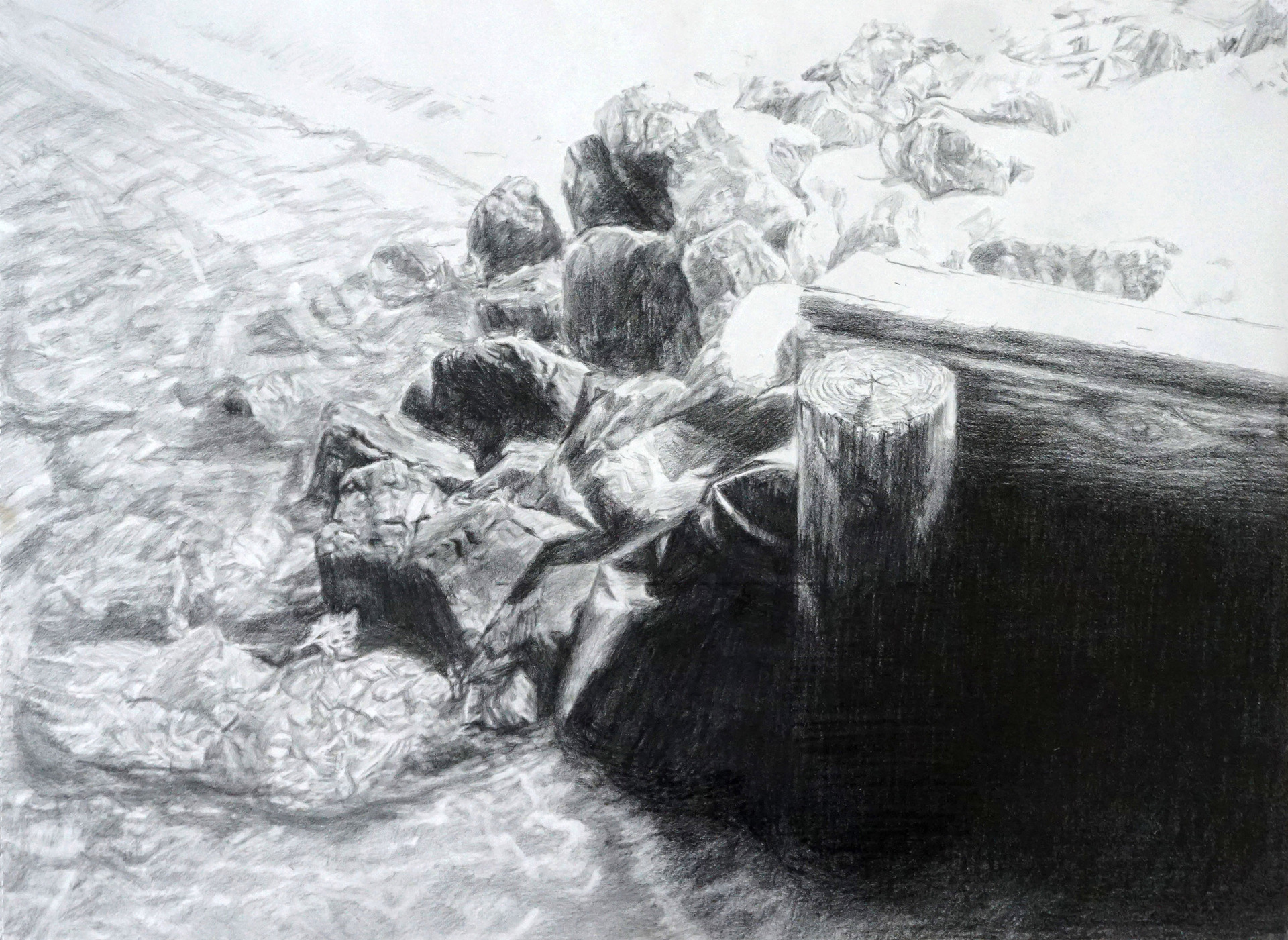 Ron Beckham, Pier, 2023, graphite